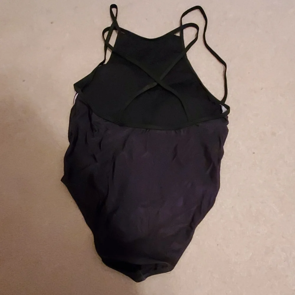 Geometric Pattern Printed Swimsuit Black White NEW